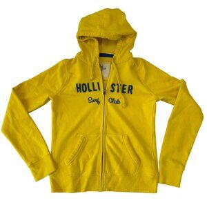 Hollister Womens Surf Club Full Zip Y2K Sweatshirt Size L Yellow Logo Beachy